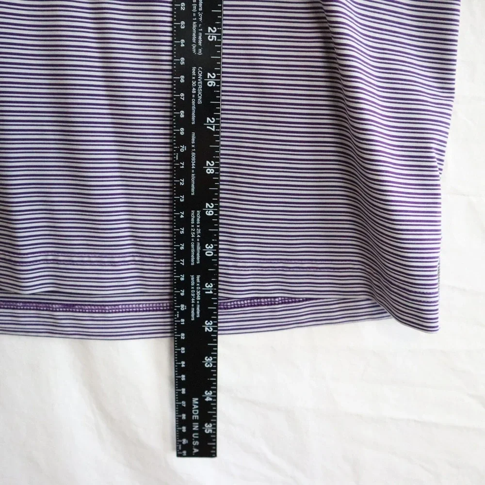 Adidas Polo Shirt Mens XL Adi Pure‎ Golf Performance Purple Striped Short Sleeve